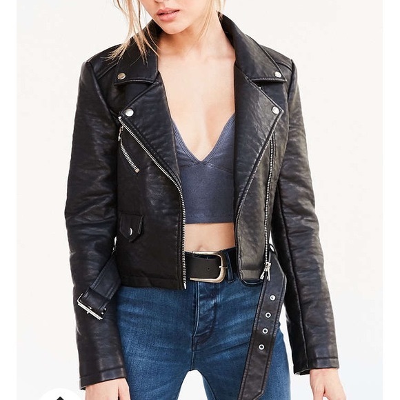 silence + noise Jackets & Blazers - Silence + Noise Vegan Leather Moto Jacket